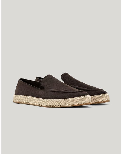 Canali Brown Suede Espadrilles Loafers With Rubber Sole for men