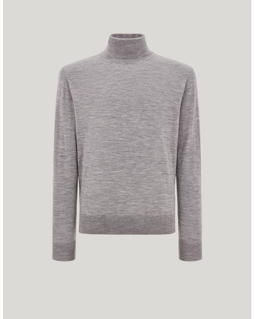 Canali Gray Nuvola Mid Melange Extra-Fine Merino Wool Seamless Turtleneck for men
