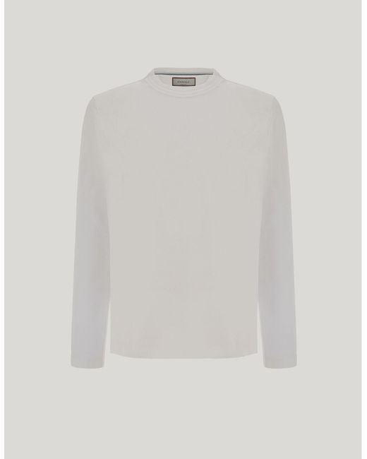 Canali White Lisle Cotton Jersey Regular-Fit Crew Neck for men