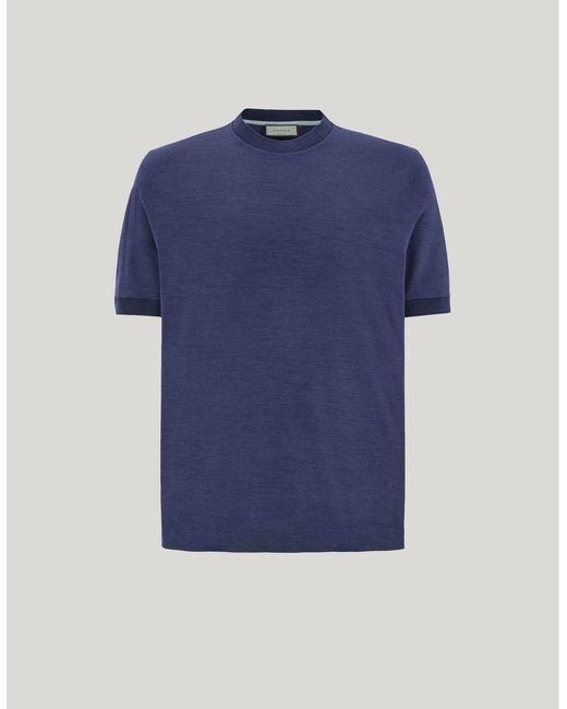 Canali Blue Impeccabile Super 120's Melange Wool T-Shirt for men