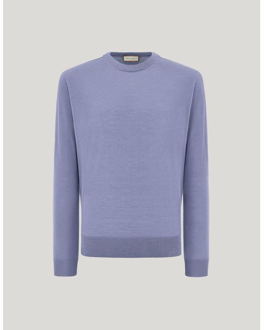 Canali Blue Nuvola Crew Neck Sweater for men
