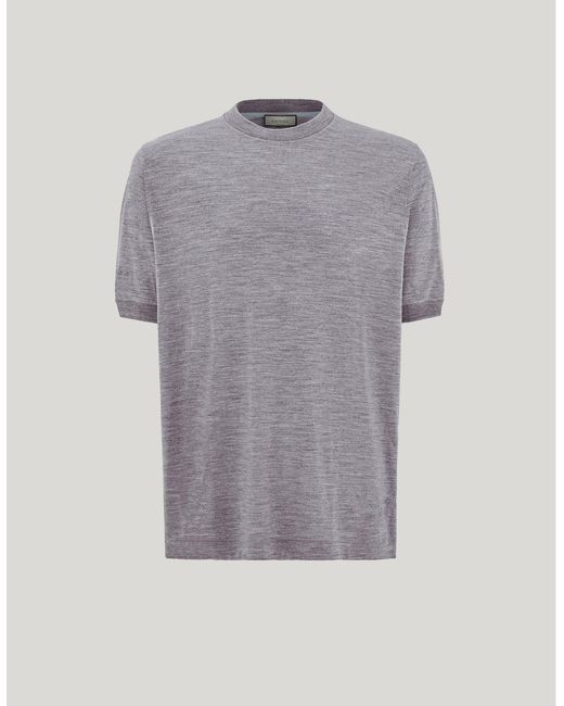 Canali Gray Impeccabile Melange Super 120's Wool T-Shirt for men