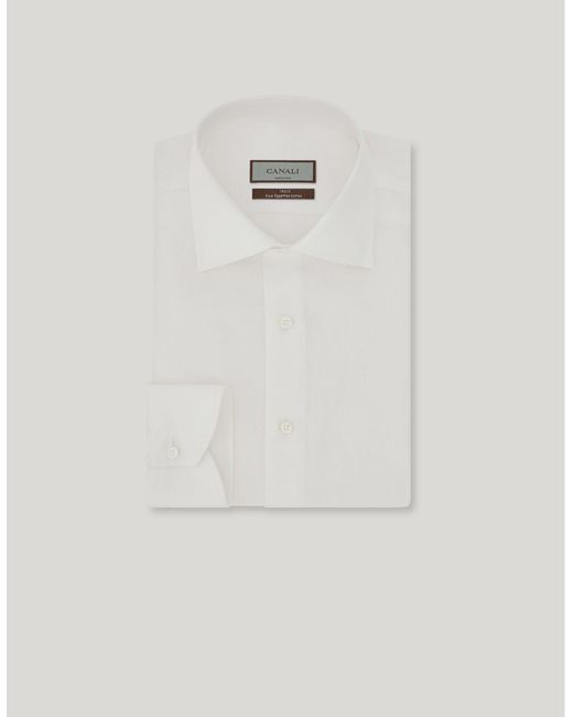 Canali White 140/2 Cotton Regular-Fit Shirt for men