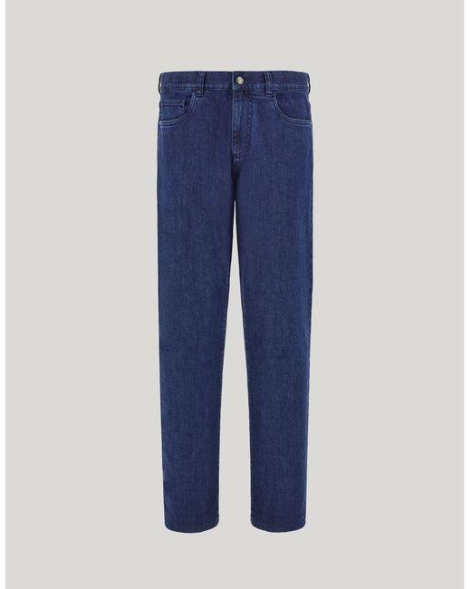Canali Blue Five-Pocket Regular-Fit Stretch Denim Pants for men