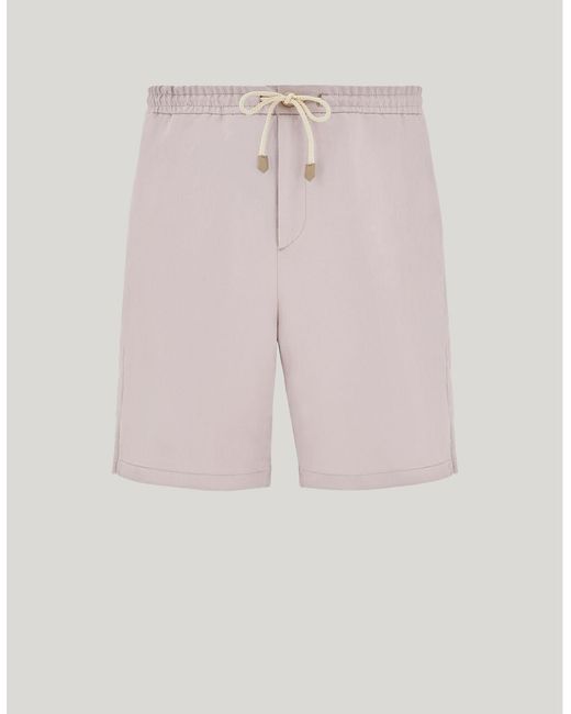 Canali Pink Linen And Silk Bermuda Shorts With Drawstring for men