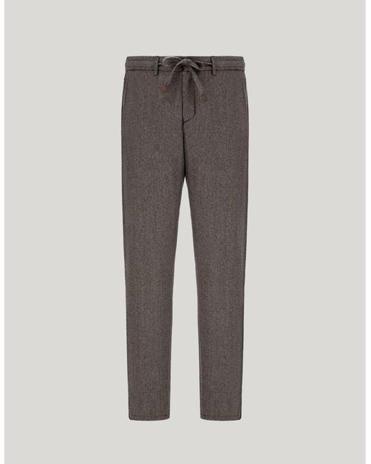 Canali Gray Taupe Drawstring Chinos for men