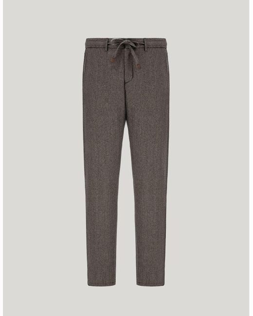 Canali Gray Taupe Drawstring Chinos for men
