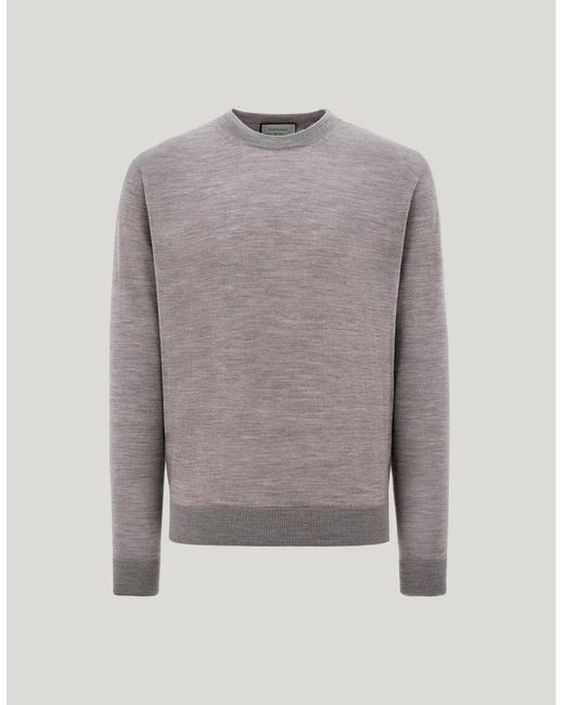 Canali Gray Nuvola Melange Pure Wool Seamless Crew Neck for men