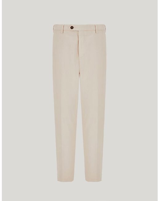 Canali White Regular Fit Sand Cashmere And Cotton Gabardine Chino Trousers for men