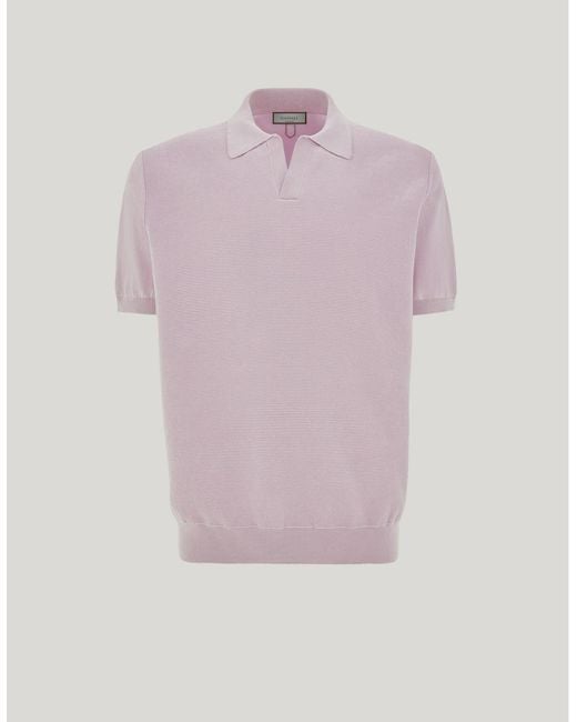 Canali Pink Short-Sleeved Cotton And Silk Polo Shirt, Regular Fit for men