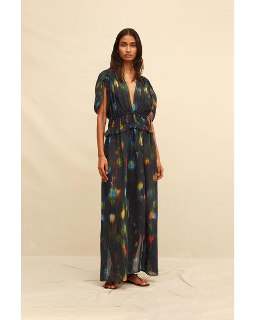 Caravana Green Aztara Maxi Dress Lyocell Ramie