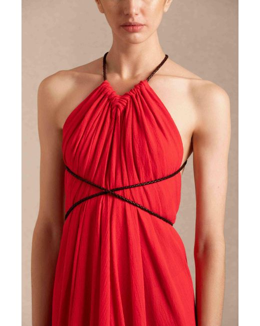 Caravana Red Ayikal Dress Cotton Gauze