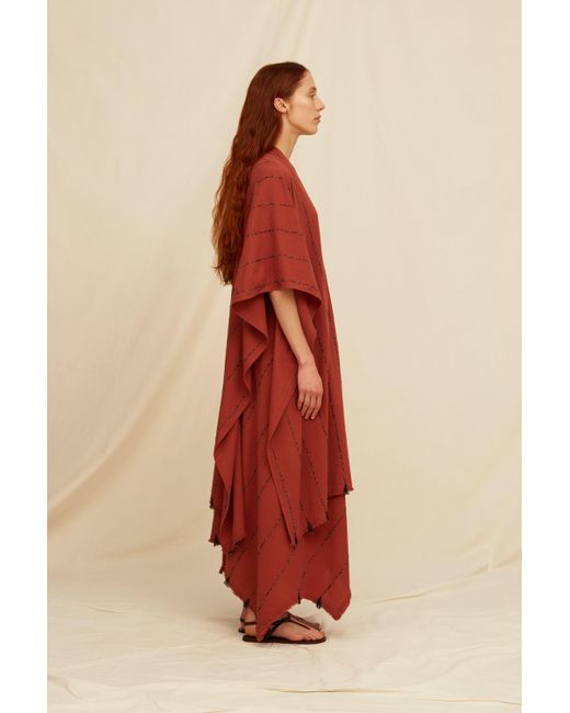 Caravana Red Salbal Cape Artisanal Cotton