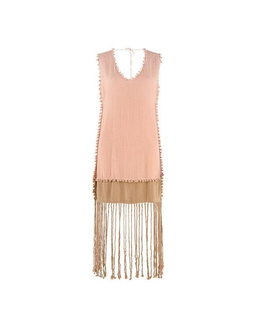Caravana Pink Wari Midi Dress Cotton Jute