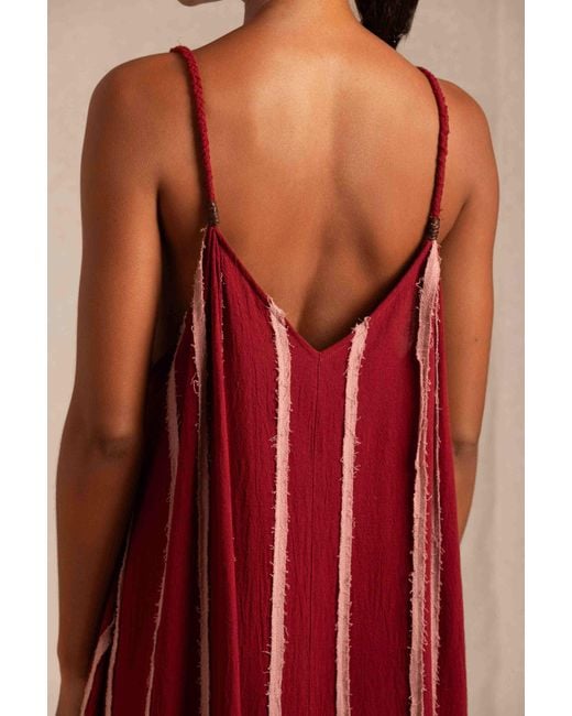 Caravana Red Kandii Dress Artisanal Cotton