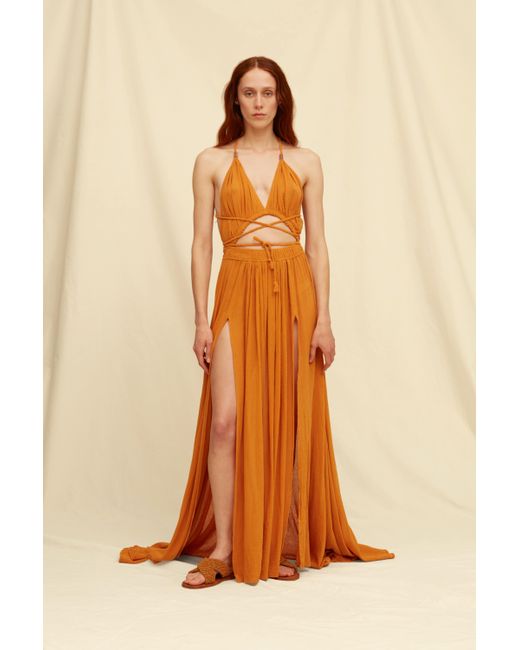 Caravana Orange Kimi Maxi Dress Cotton Gauze