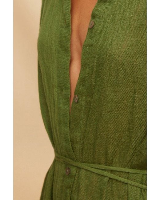 Caravana Green Tsudi Long Dress Linen Guaze