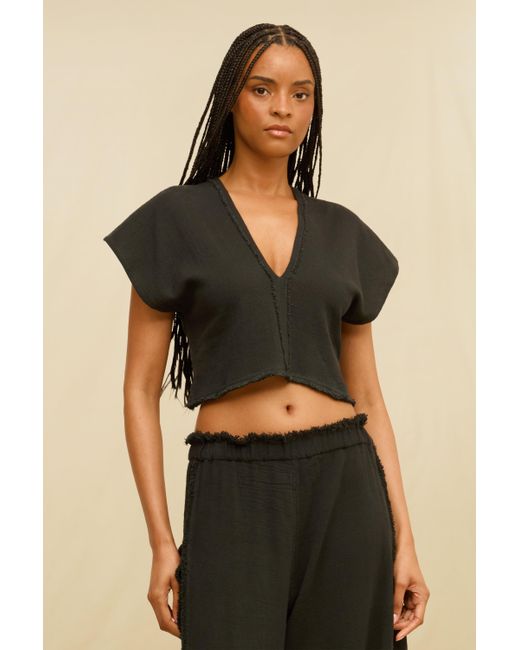 Caravana Black Amro Cropped Top Cotton Jute