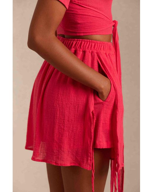 Caravana Red Xini Shorts Cotton Gauze