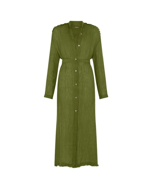 Caravana Green Tsudi Long Dress Linen Guaze