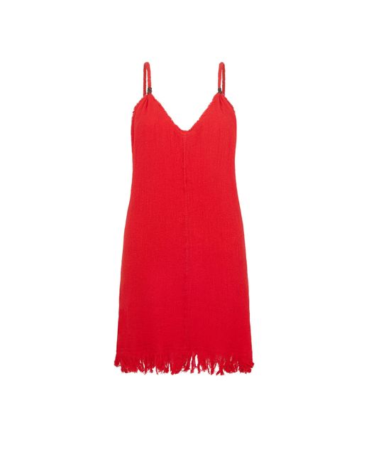 Caravana Red Becan Dress Fine Cotton Gauze