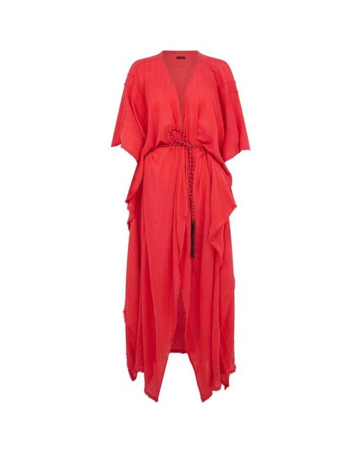 Caravana Red Chumuk Kaftan Cotton Gauze