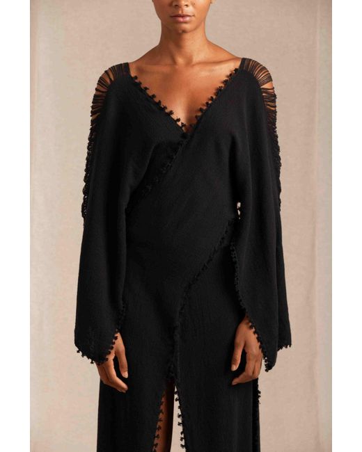 Caravana Multicolor Xaman Ek Sleeves Dress Cotton Jute