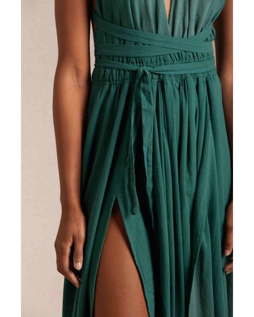 Caravana Green Hera Maxi Dress Artisanal Cotton