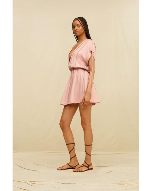 Caravana Pink Rhea Mini Dress Linen Cupro
