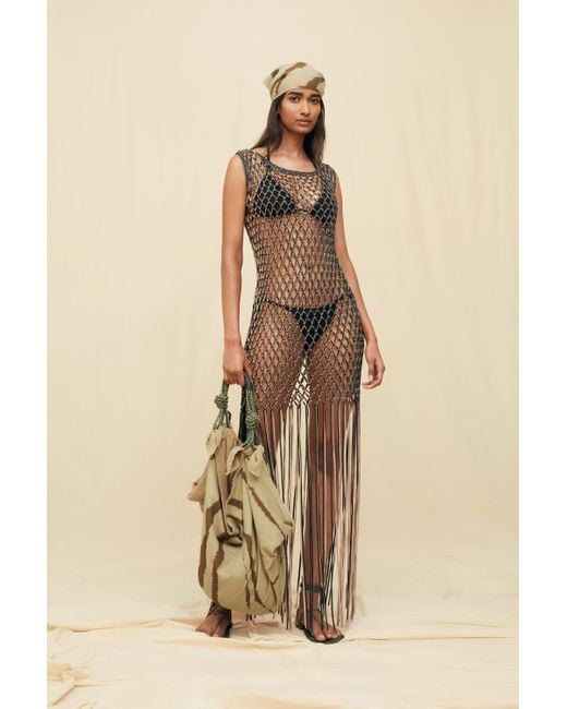 Caravana Black Tayana Leather Macrame Dress