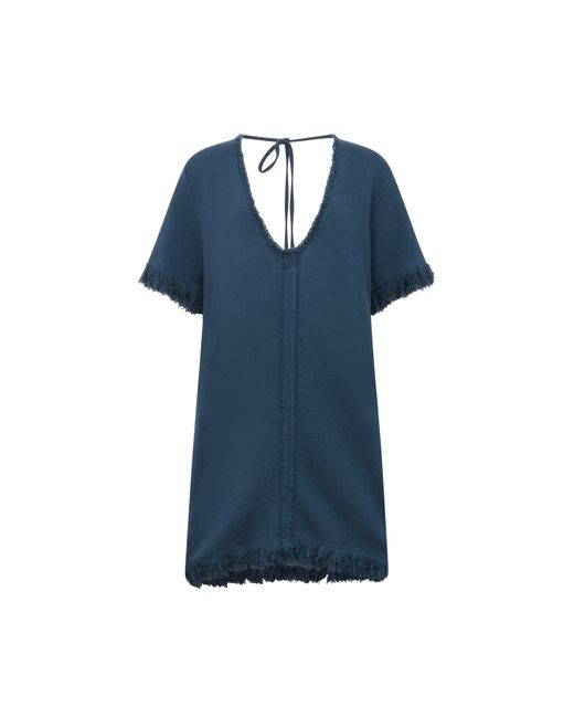 Caravana Blue Kanora Mini Dress Cotton Jute