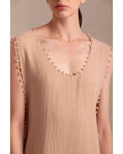 Caravana Pink Wari Midi Dress Cotton Jute