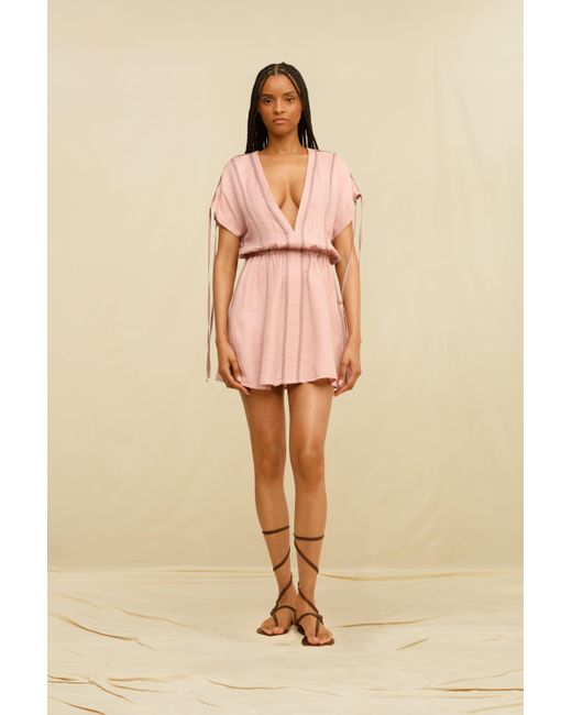 Caravana Pink Rhea Mini Dress Linen Cupro