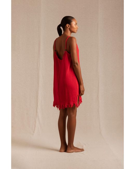 Caravana Red Becan Dress Fine Cotton Gauze