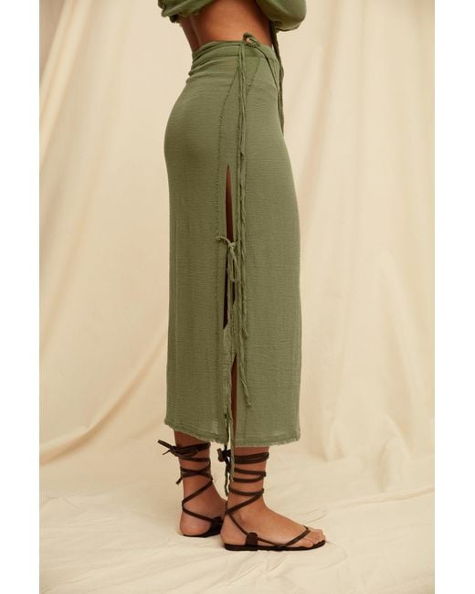 Caravana Green Tsatsa Skirt Cotton Gauze