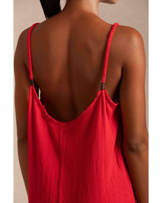 Caravana Red Becan Dress Fine Cotton Gauze