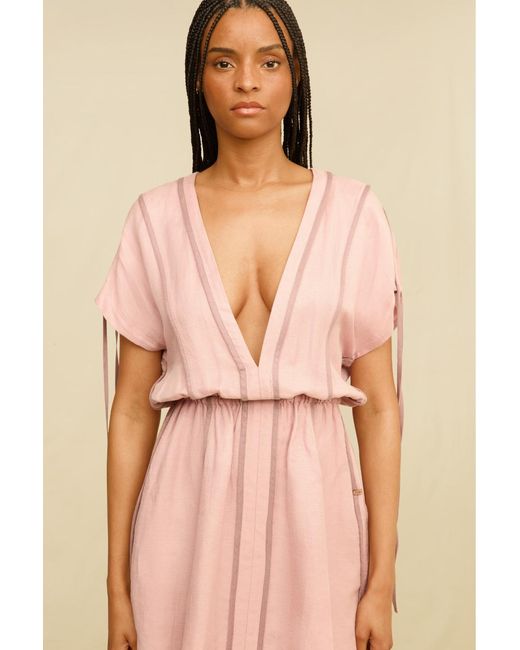Caravana Pink Rhea Mini Dress Linen Cupro