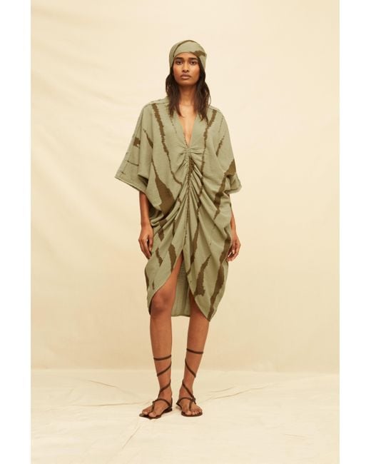 Women's Natural Zanura Long Kaftan Artisanal Cotton