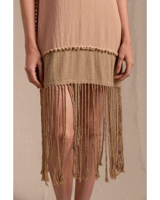 Caravana Pink Wari Midi Dress Cotton Jute