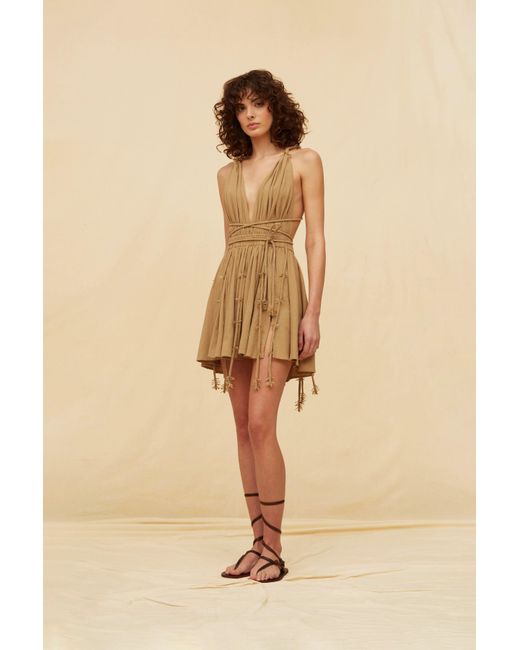 Caravana Brown Jalate Mini Dress Artisanal Cotton