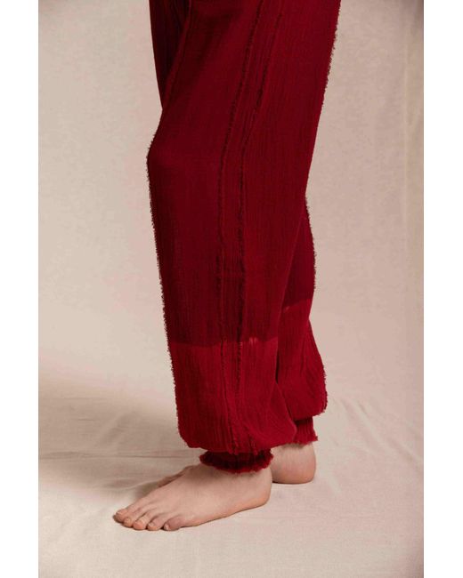 Caravana Red Sibinche Pants Cotton Gauze