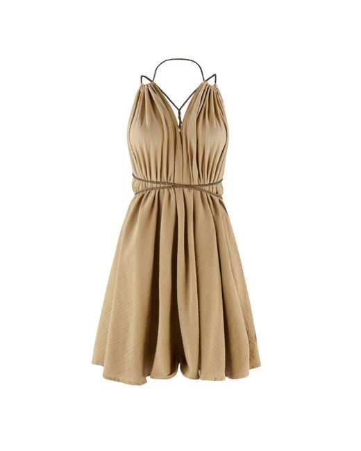 Caravana Brown Mahahual Mini Dress Artisanal Cotton