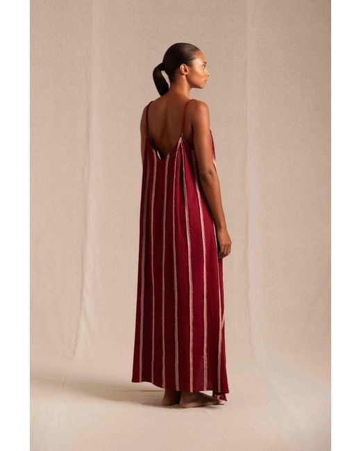 Caravana Red Kandii Dress Artisanal Cotton