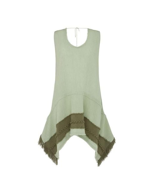 Caravana Green Erya Mini Dress Artisanal Cotton