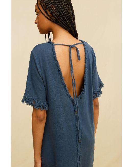 Caravana Blue Kanora Mini Dress Cotton Jute