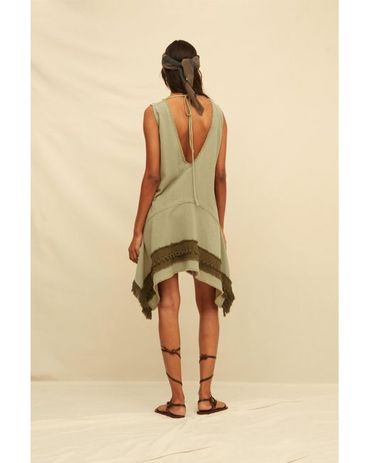 Caravana Green Erya Mini Dress Artisanal Cotton
