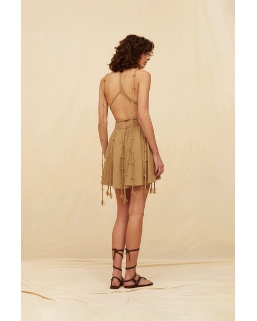 Caravana Brown Jalate Mini Dress Artisanal Cotton