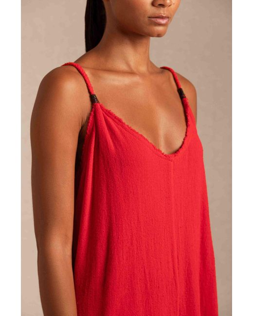 Caravana Red Becan Dress Fine Cotton Gauze