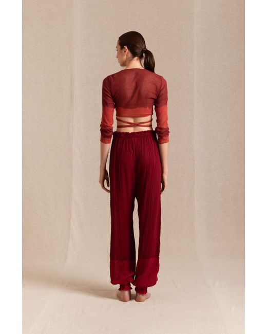 Caravana Red Sibinche Pants Cotton Gauze