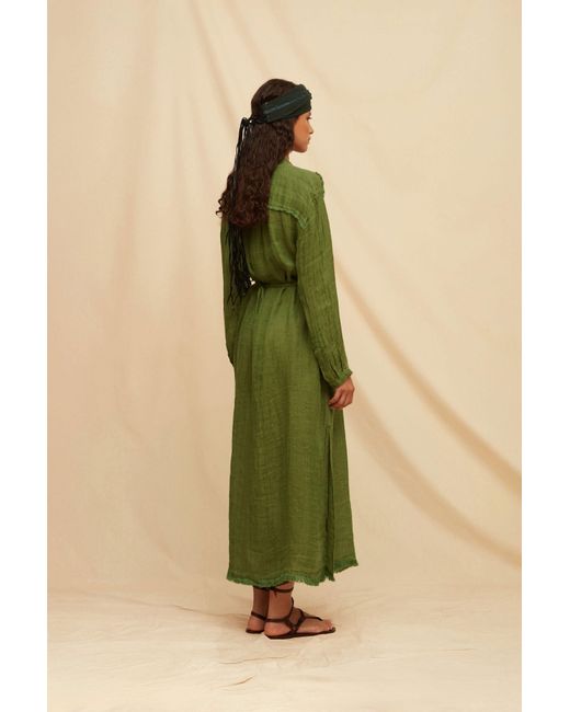 Caravana Green Tsudi Long Dress Linen Guaze